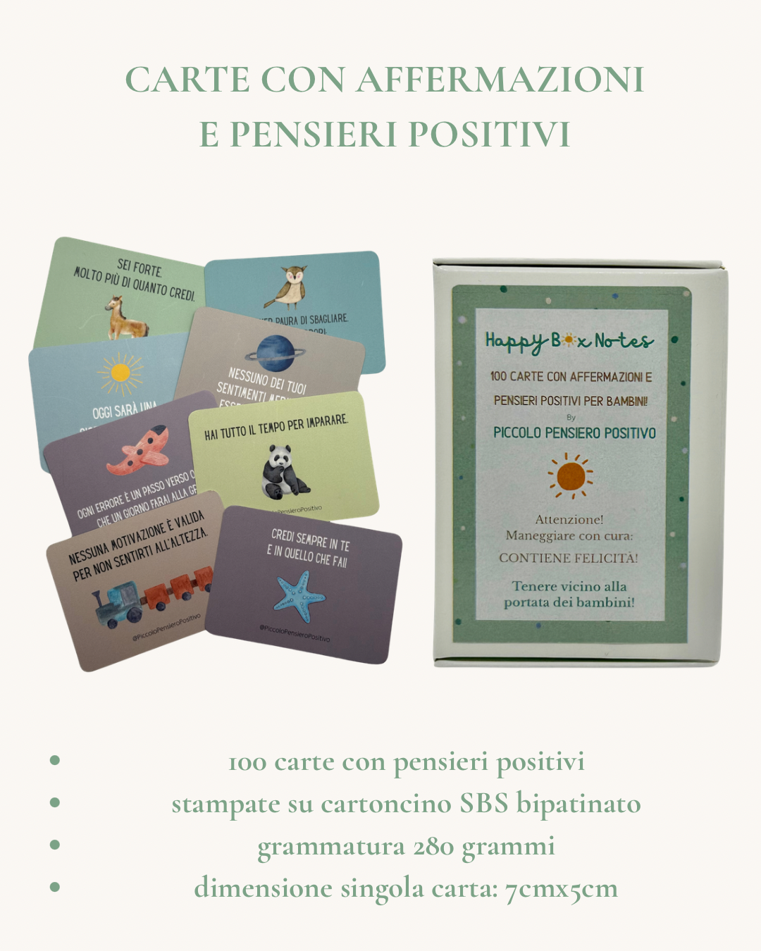 Set: Porta Merenda + 100 Carte con pensieri positivi + 31 Carte a tema Natale