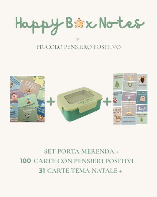 Set: Porta Merenda + 100 Carte con pensieri positivi + 31 Carte a tema Natale