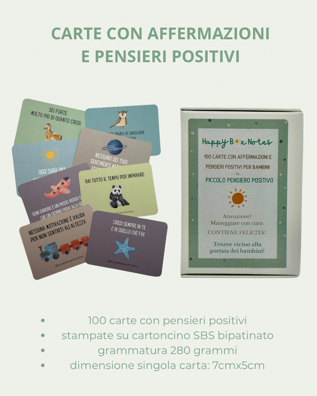 Carte di affermazione positiva e pensieri positivi per bambini