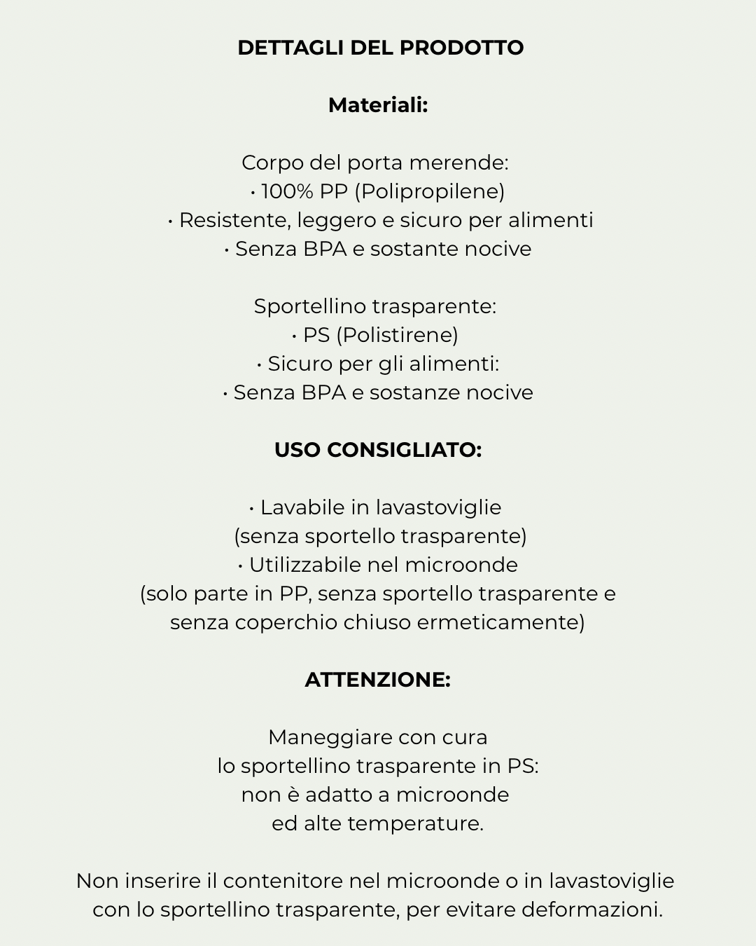 Descrizione componenti portamerenda