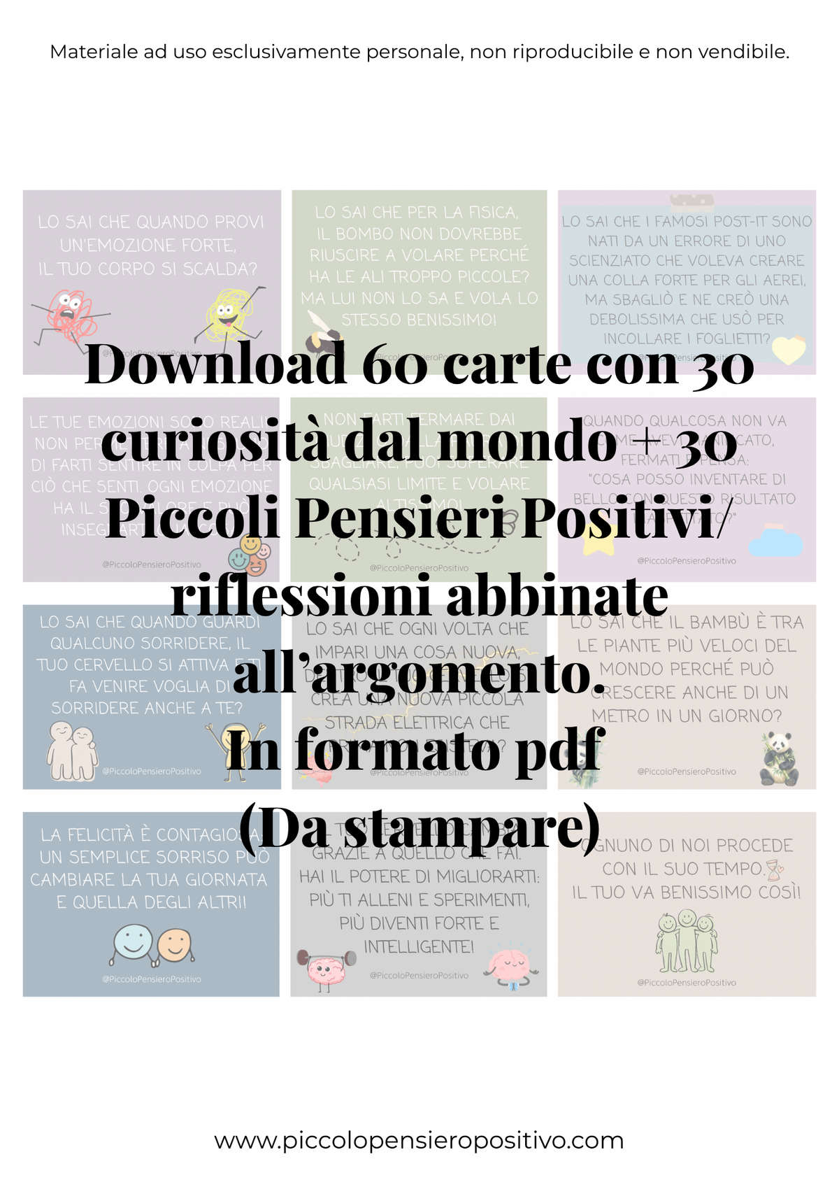Download 60 carte edizione “LO SAI CHE…?”: 30 curiosità + 30 riflessioni