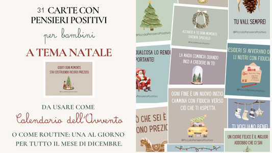 Set: Porta Merenda + 100 Carte con pensieri positivi + 31 Carte a tema Natale